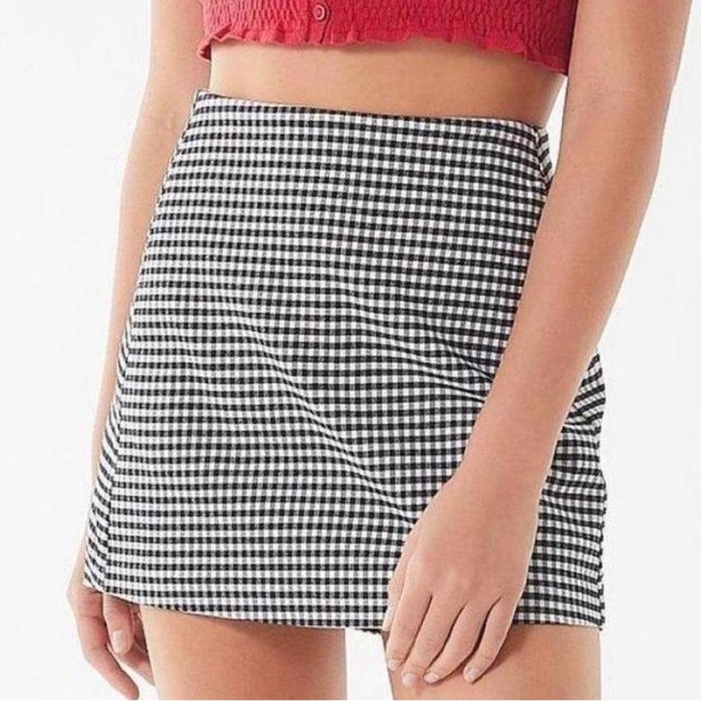 Urban Outfitters NWOT Gingham Plaid Print Mini Skirt Black/White XS